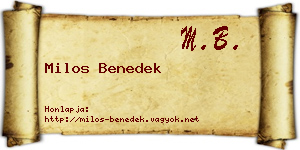 Milos Benedek névjegykártya
